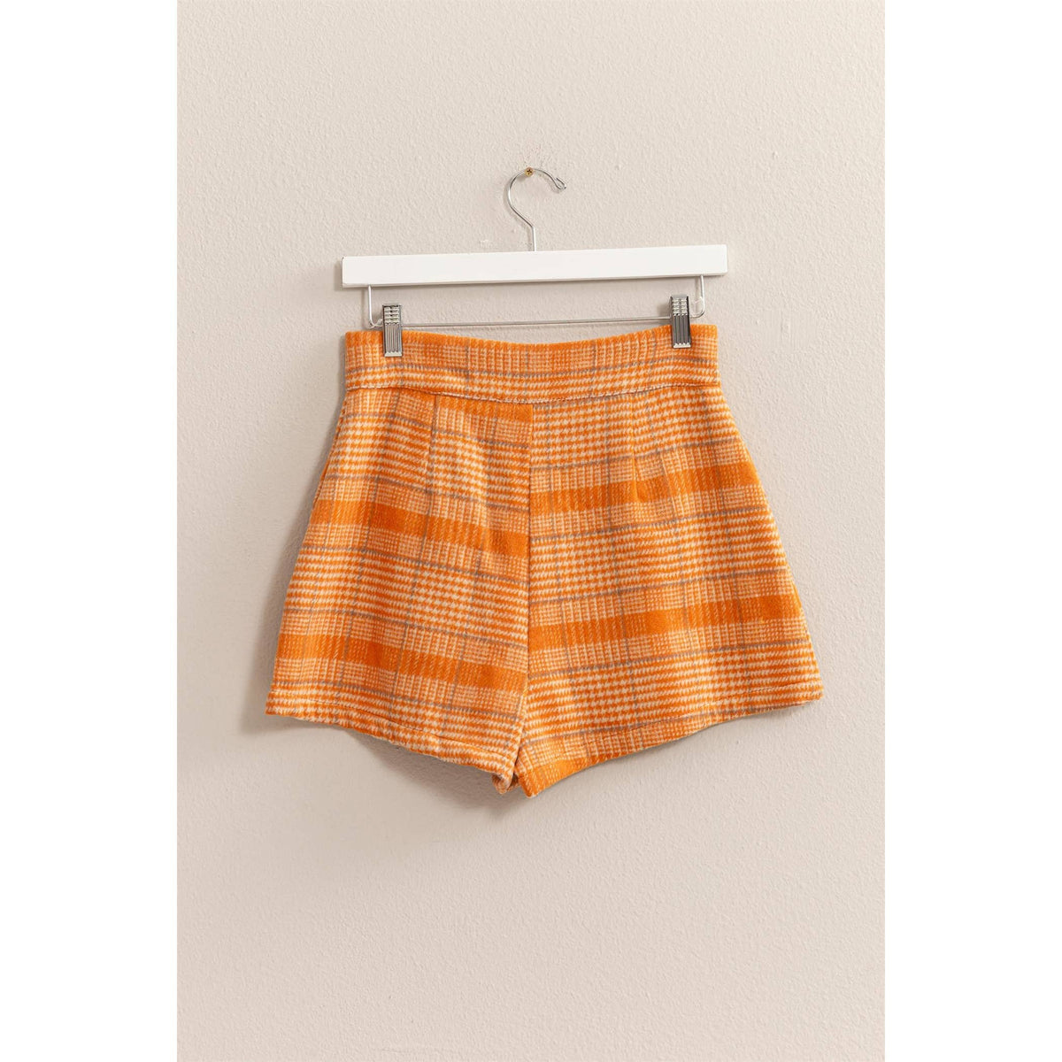 Plaid Twin Zipper-Detail Shorts
