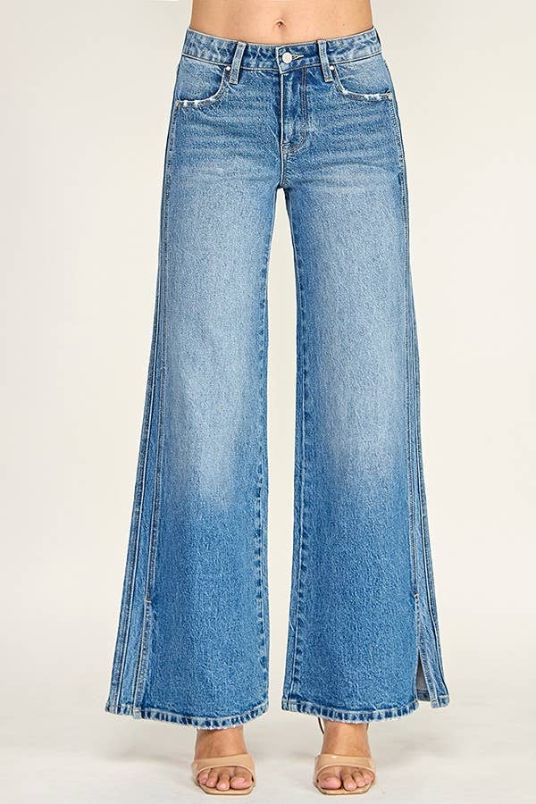 P7146W-MD MID RISE COMFORT WIDE LEG W/ SEAM DETAILING