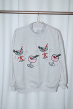 Mock Neck Christmas Cocktail Graphic Sweatshirt