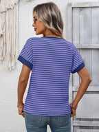 Striped Knit Tee Casual Oversized Boutique T Shirt