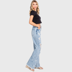 P865VXF-LT DESTROYED HIGH RISE RIGID VINTAGE FLARE JEANS