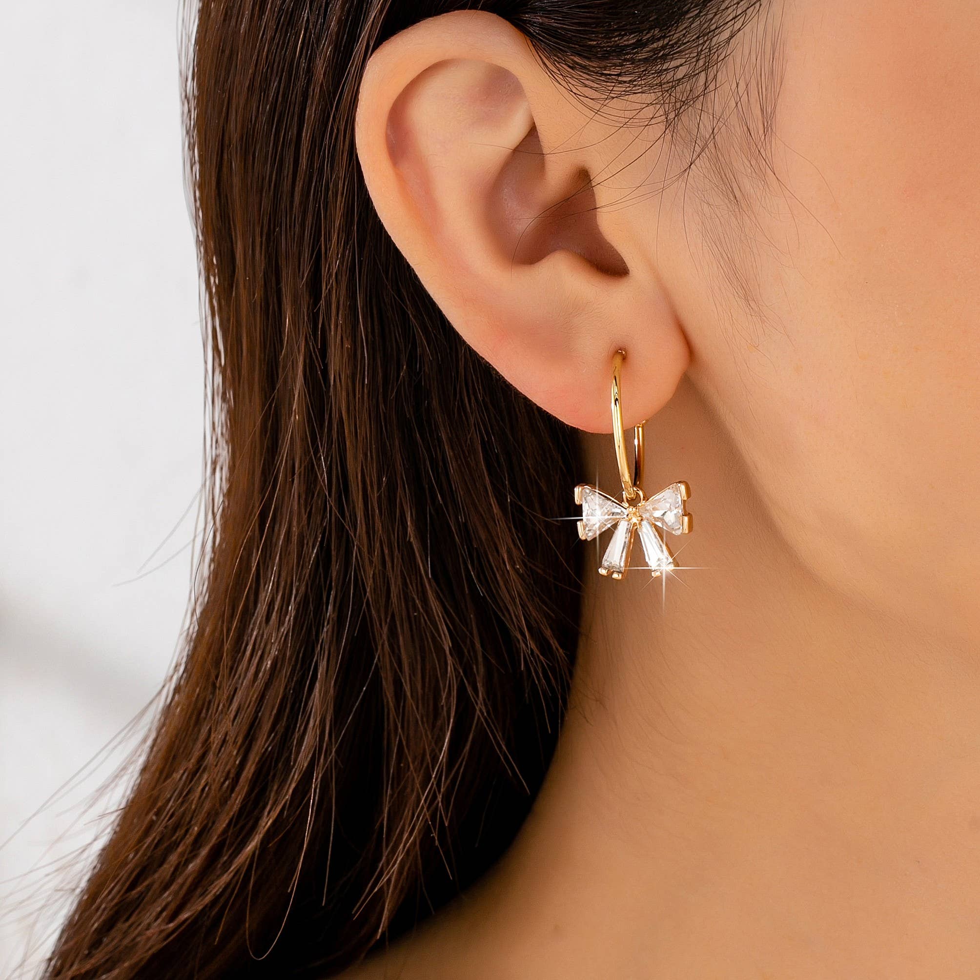 Crystal Bow Hoop Earrings | 80E62501