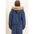 Detachable Fur Zip Up Hoodie