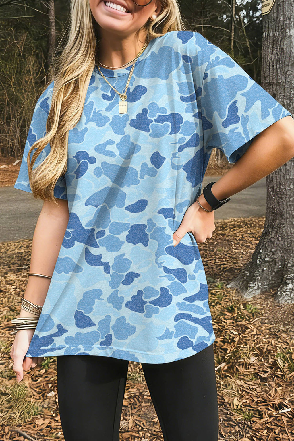 Retro Camouflage Print Womens Casual T Shirt S-3X