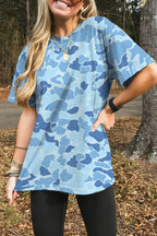 Retro Camouflage Print Womens Casual T Shirt S-3X