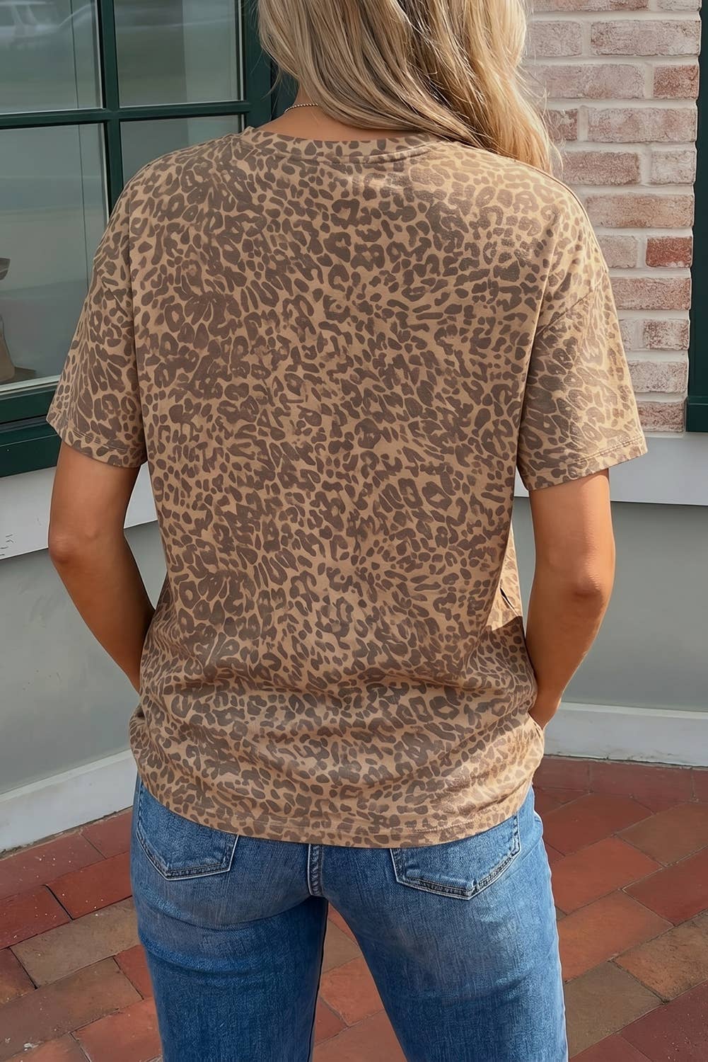 Leopard Retro Studded Star Patch Loose Tee