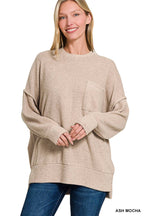 Brushed Melange Drop Shoulder Oversized Sweater