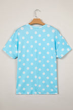 PRETTY BASH Polka Dot Patch Pocket Drop Shoulder Top