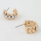 Multi Toned Box Chain Hoop Earrings