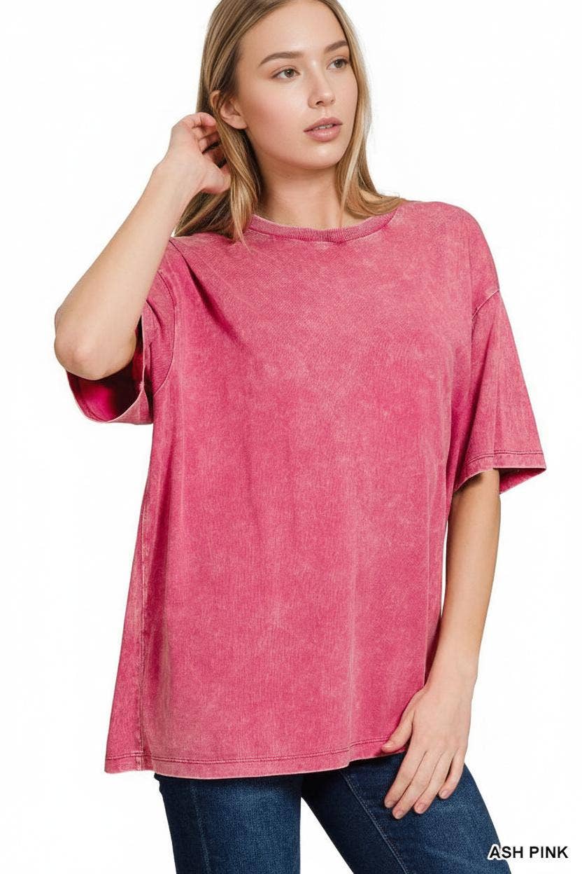 `Vintage Wash Oversize Cotton Tee