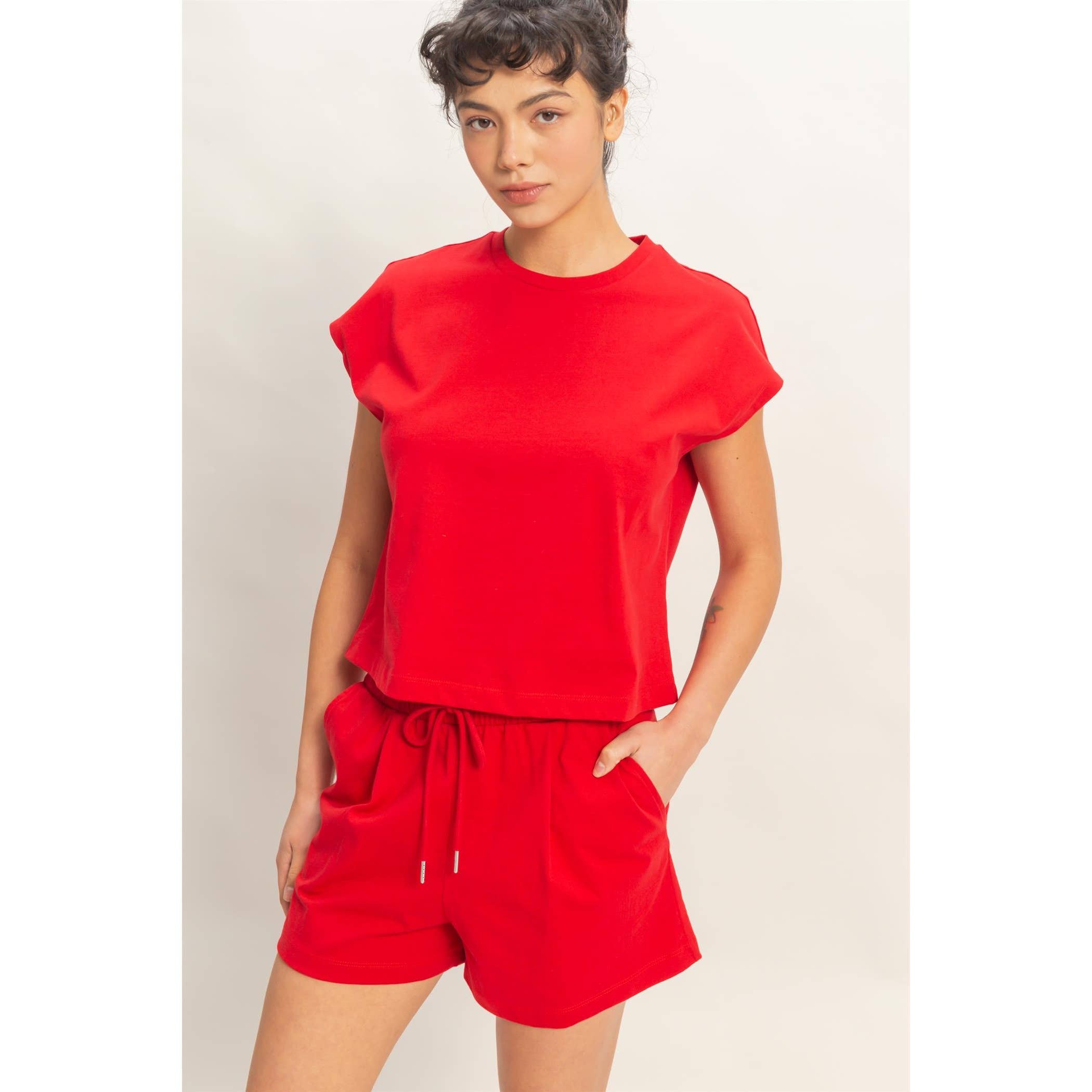 Cap Sleeve Boxy Top And Shorts Set