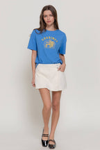 Short Sleeve Crew Neck Embroidery Crew Neck Top