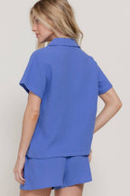 Short Sleeve Resort Collar Shirt & Waistband Shorts Set