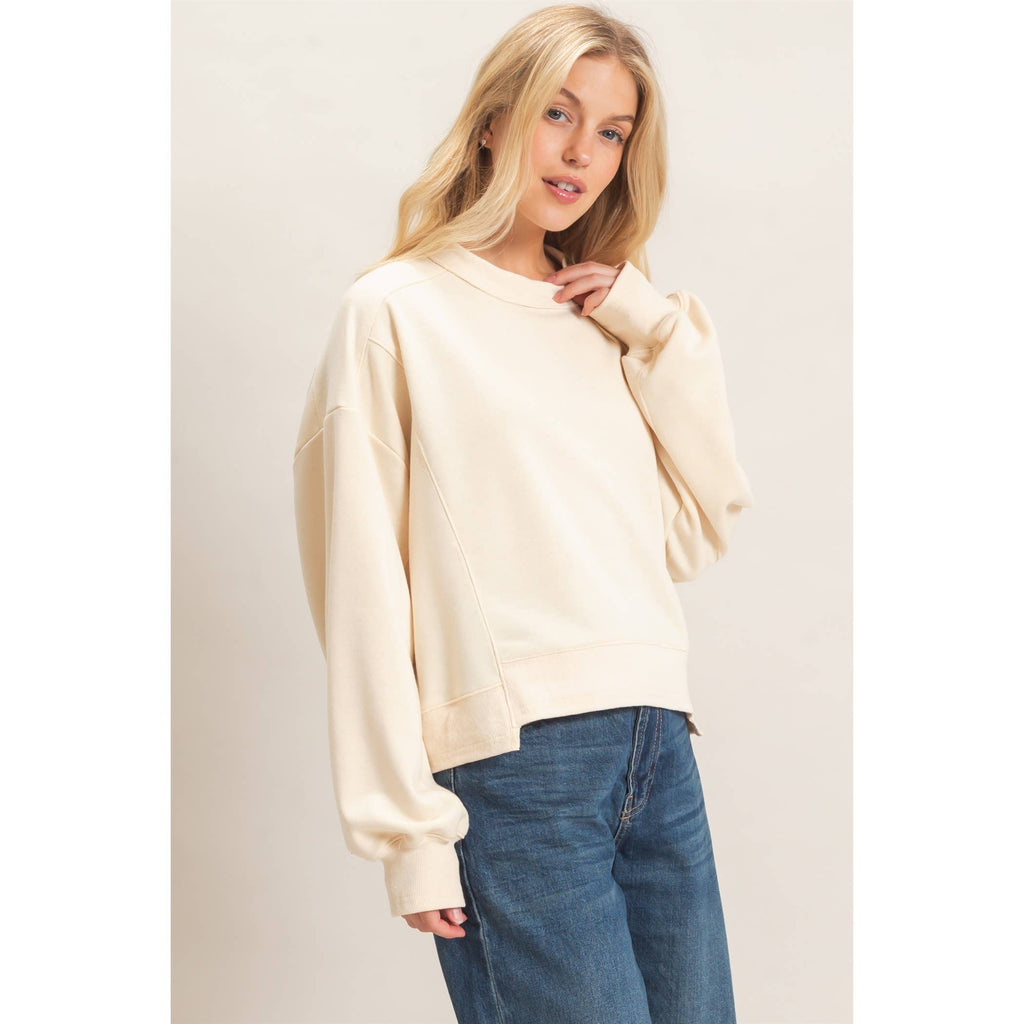 Ribbed Crew Neck Sweatshirt
