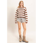Striped Boat Neck Knit Sweater