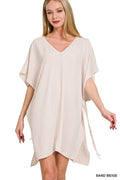 Woven Air Flow Tie Side Cover Up Dress