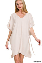 Woven Air Flow Tie Side Cover Up Dress