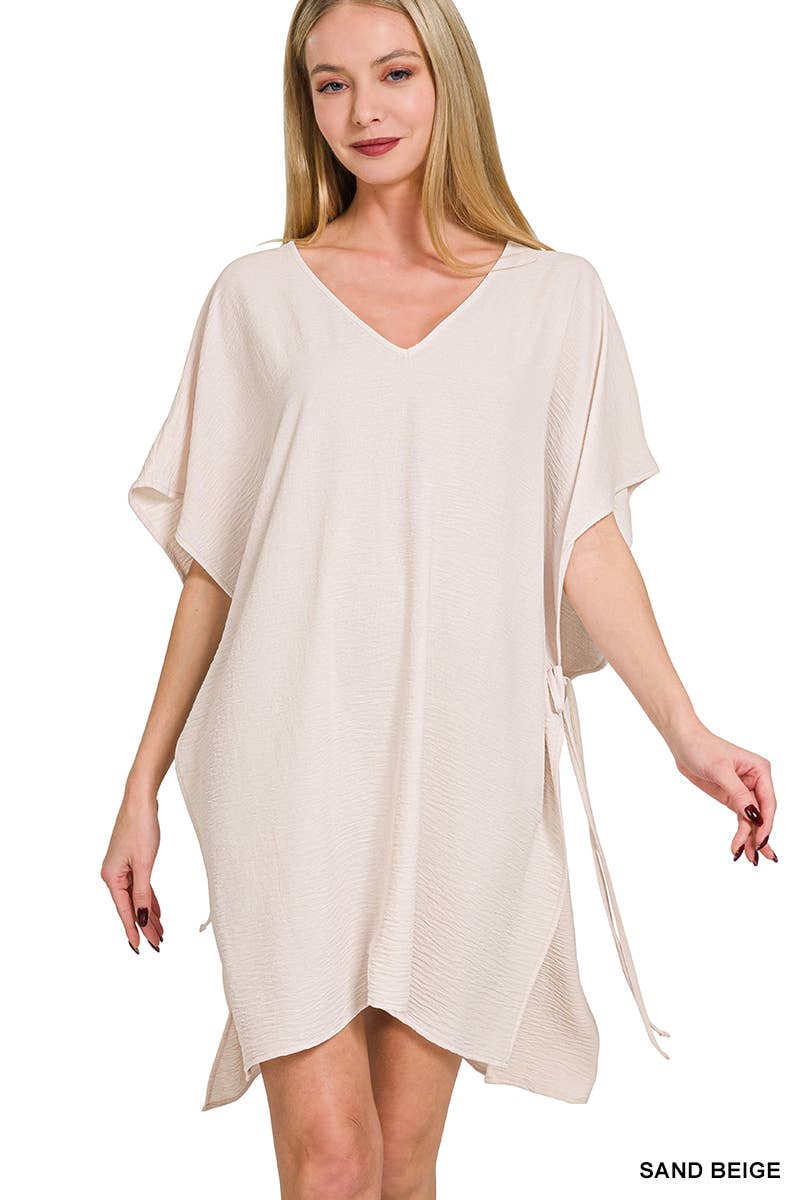 Woven Air Flow Tie Side Cover Up Dress