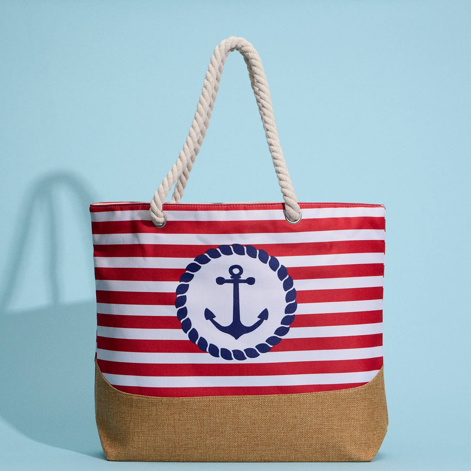Coastal Chic | Nautical Anchor and Stripe Beach Tote
