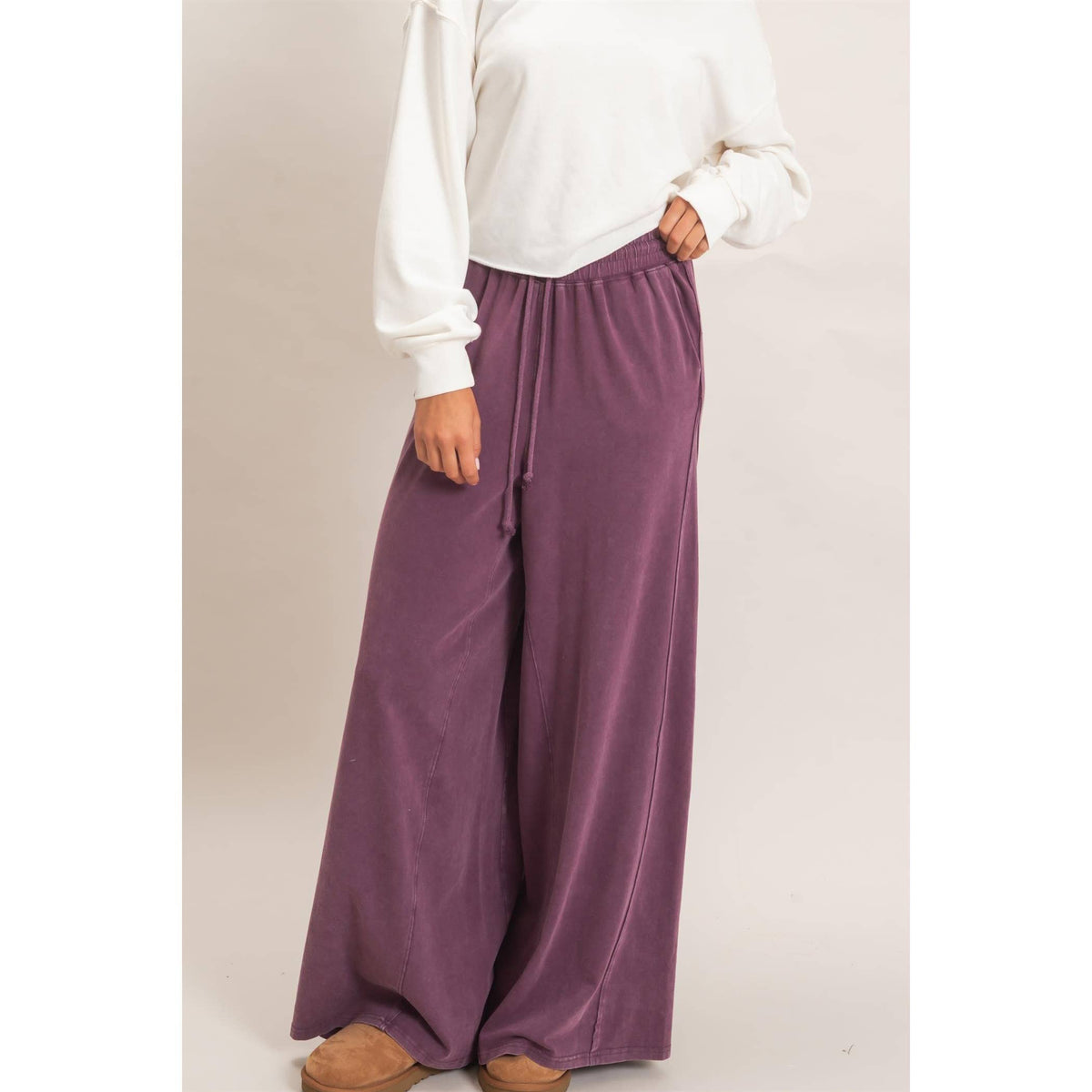 Wide Leg Mineral Wash Pants