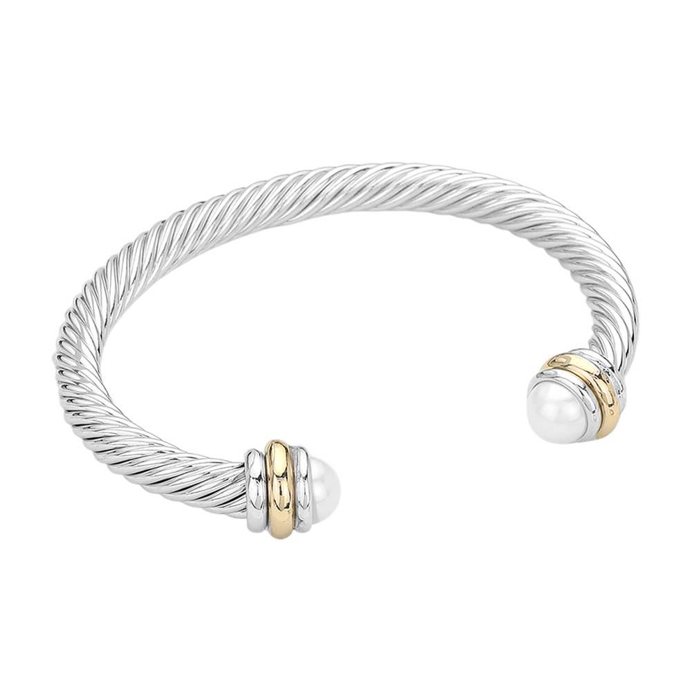 Stone Tip Twisted Rope Cuff Bracelet