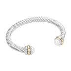 Stone Tip Twisted Rope Cuff Bracelet