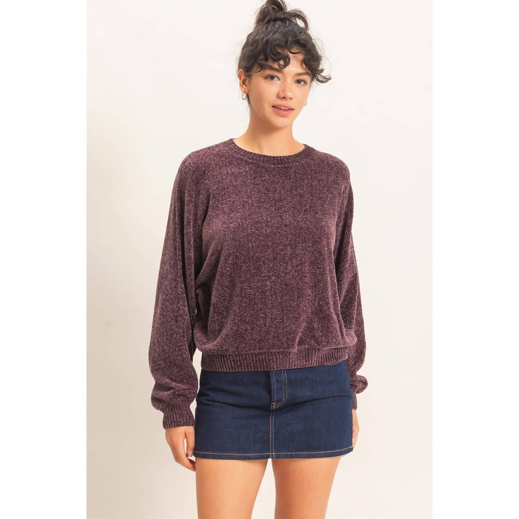 Chenille Crew Neck Sweater
