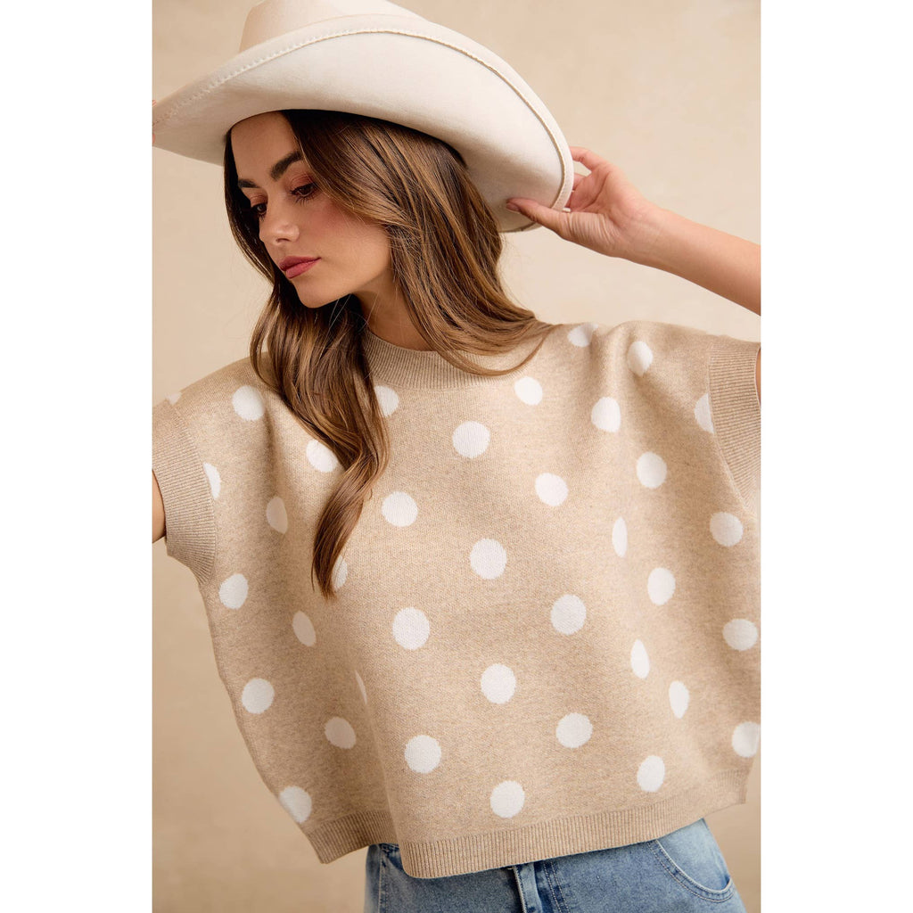 POLKA DOT KNIT SLEEVELESS TOP