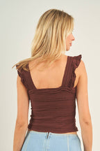 11054-RUFFLE BUTTON  DOWN TANK TOP