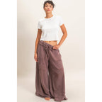 Mineral Wash Star Patch And Print Wide Leg Pants