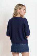 EXPOSED SEAM DROP SHOULDER SHORT SLEEVE PULLOVER