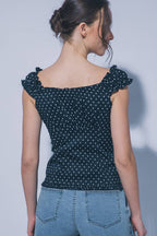 0226 Polka Dot Ruffle-Sleeve Top SI-29543