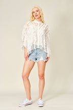 15534P Rhinestone Frayed Denim Shorts