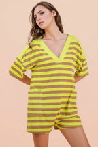 NP70994-Stripe Casual Knit Romper