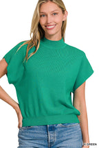 Mock Neck Short Dolman Sleeve Sweater