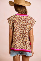 Leopard Pattern Side Tied Sweater Vest Top