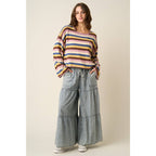 MULTICOLOR STRIPED SWEATER KNIT TOP