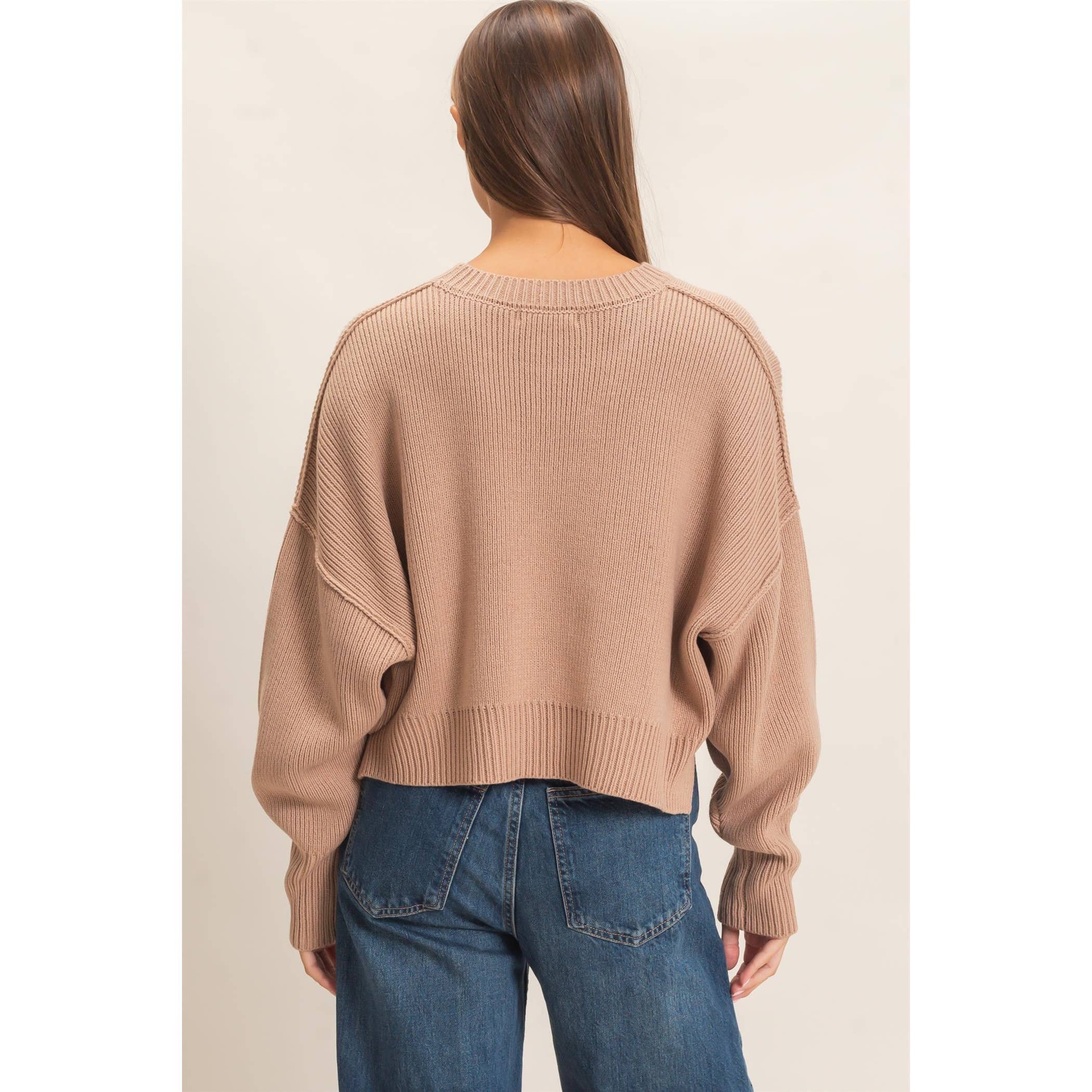 Ribbed Drop Shoulder Sweater