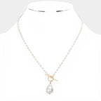 Pearl Pendant Faceted Beaded Toggle Necklace