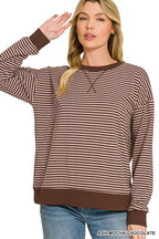Striped Rib Banded Pullover