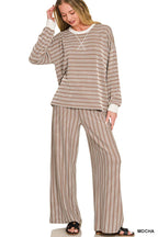 Raised Rib Striped Pullover & Pants 2PC Set