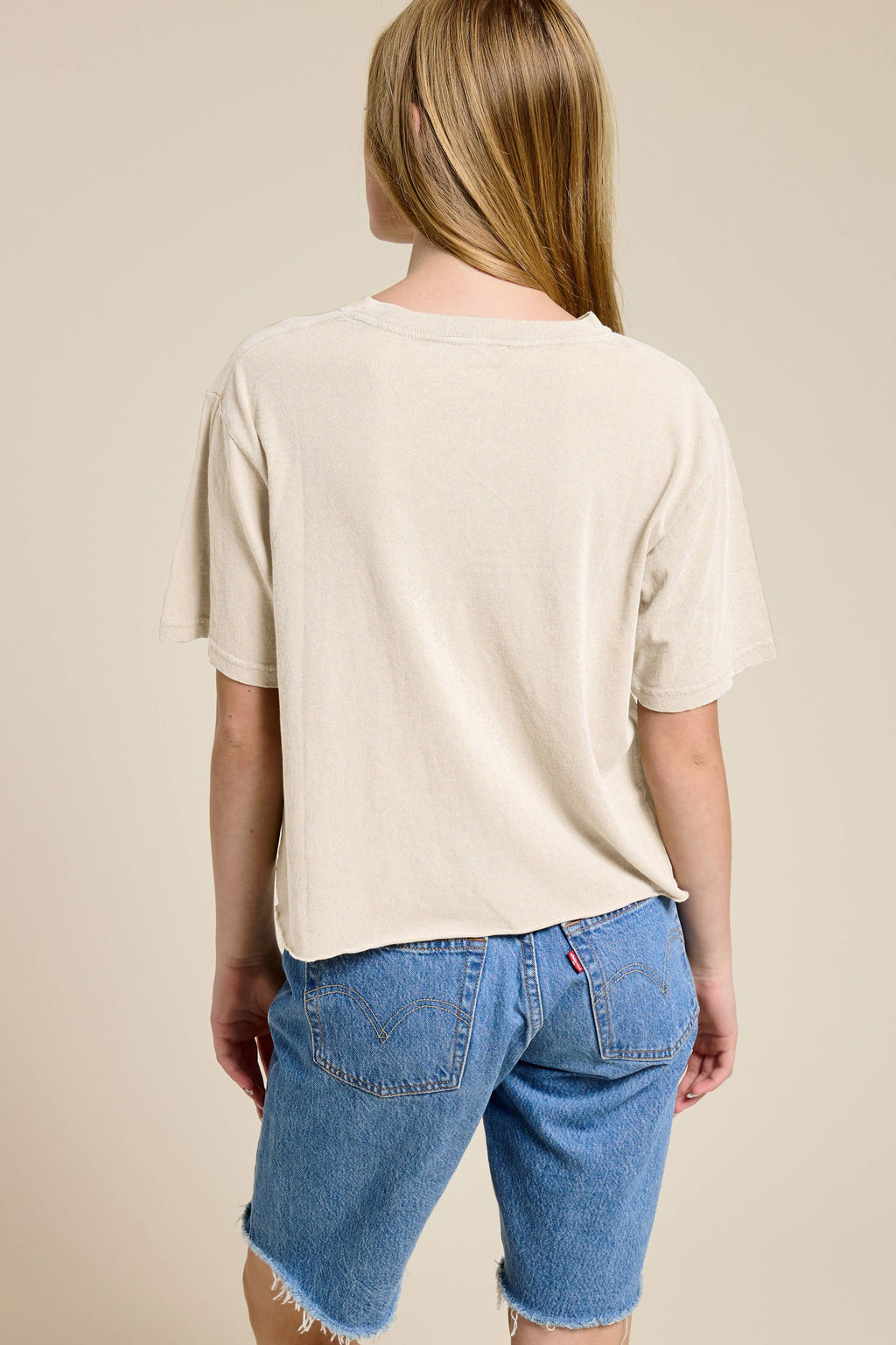 PUFF' WWJD Lace Graphic Raw Hem Faux Crop Tee