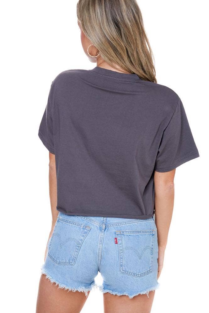 Cowboy & Beer Vintage Graphic S/S Faux Cropped Tee