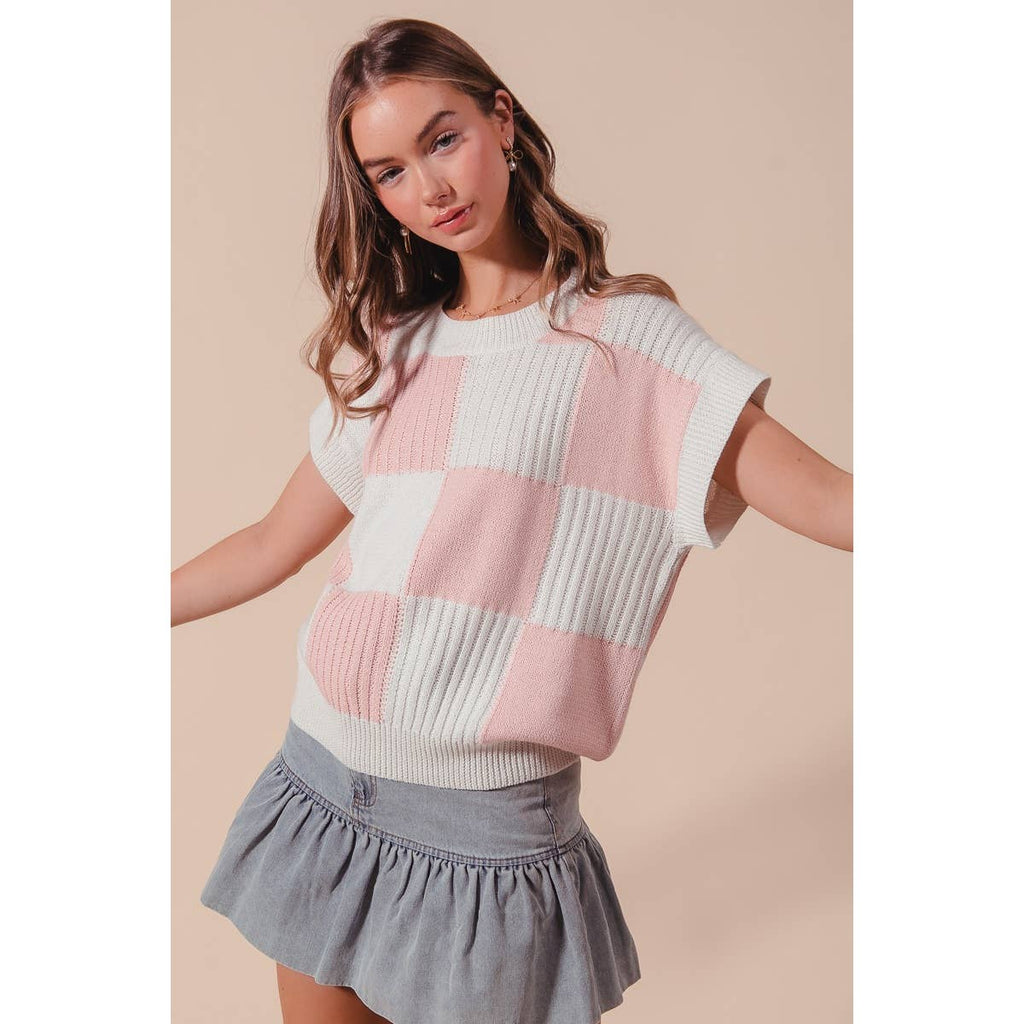 CHECK PLAID CASUAL SWEATER TOP