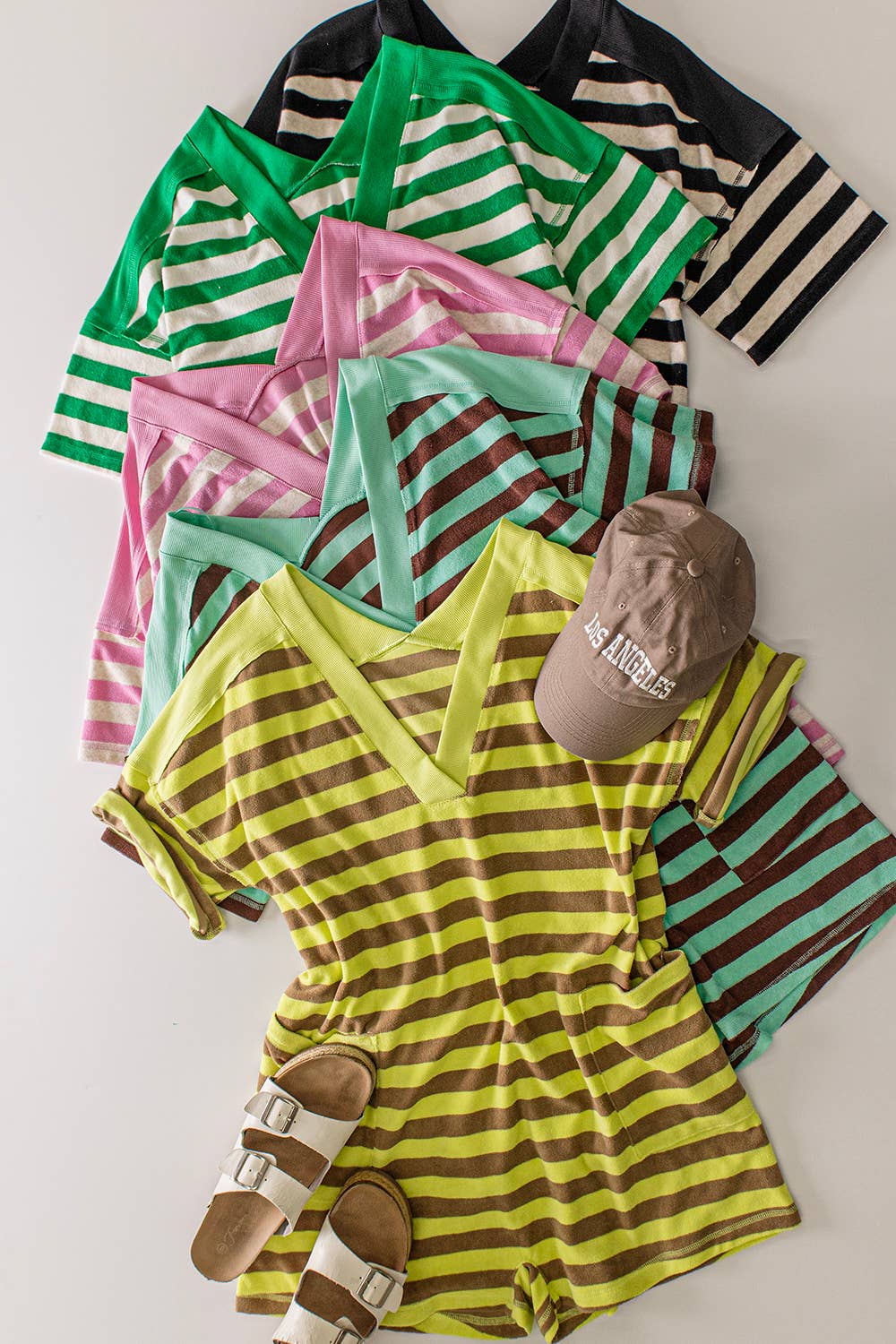NP70994-Stripe Casual Knit Romper