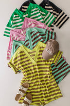 NP70994-Stripe Casual Knit Romper