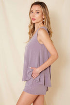 SET9603-SOLID RIBBED SET WITH ELASTIC WAISTBAND