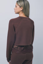 Lace-trimmed Layered Cropped Sweatshirt