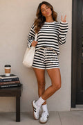 Cozy Stripe Lounge Short  Set
