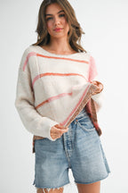379BK Mona Knit Stripe Pullover Sweater